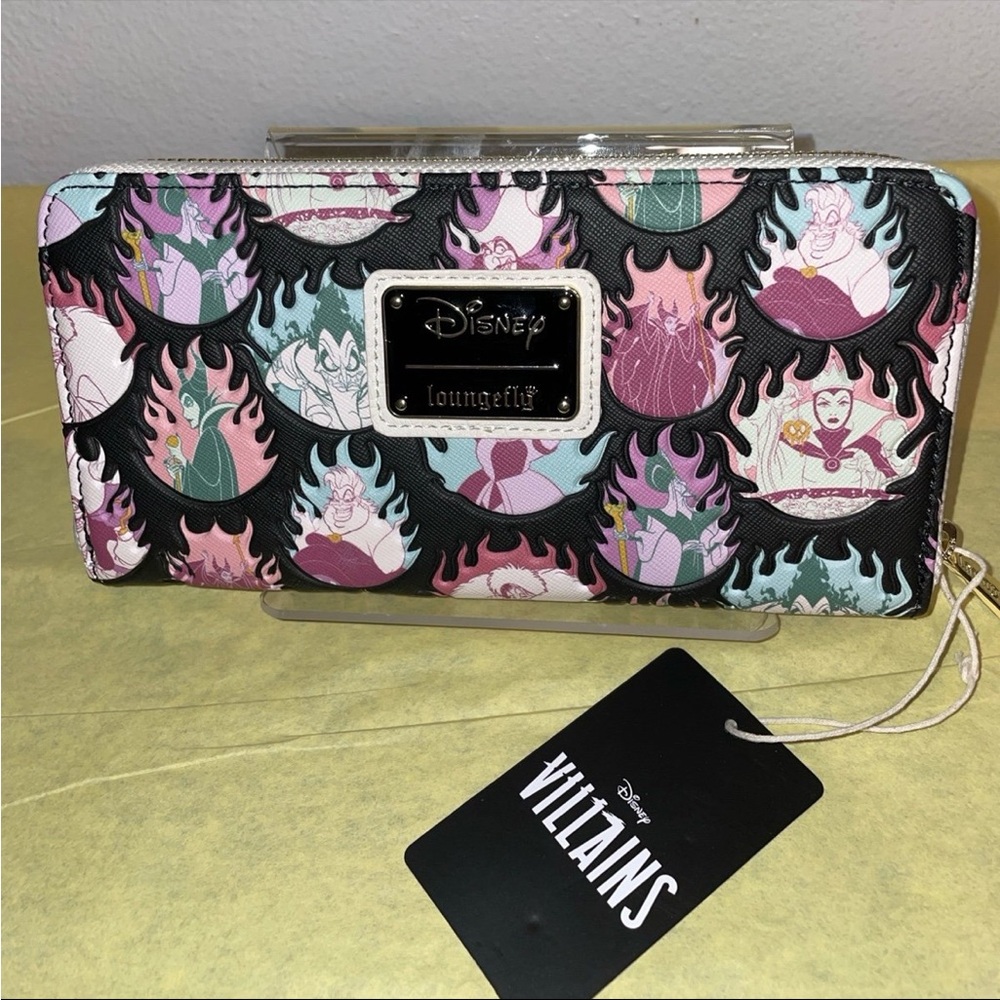 Loungefly Disney Villains Pastel Flames All Over Print Wallet